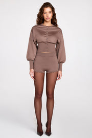 Oh Polly Anele cardigan maille moka boutons festonnés