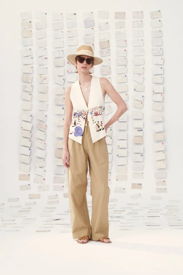 MII Carte postale Miti pantalon femme popeline coton bleu