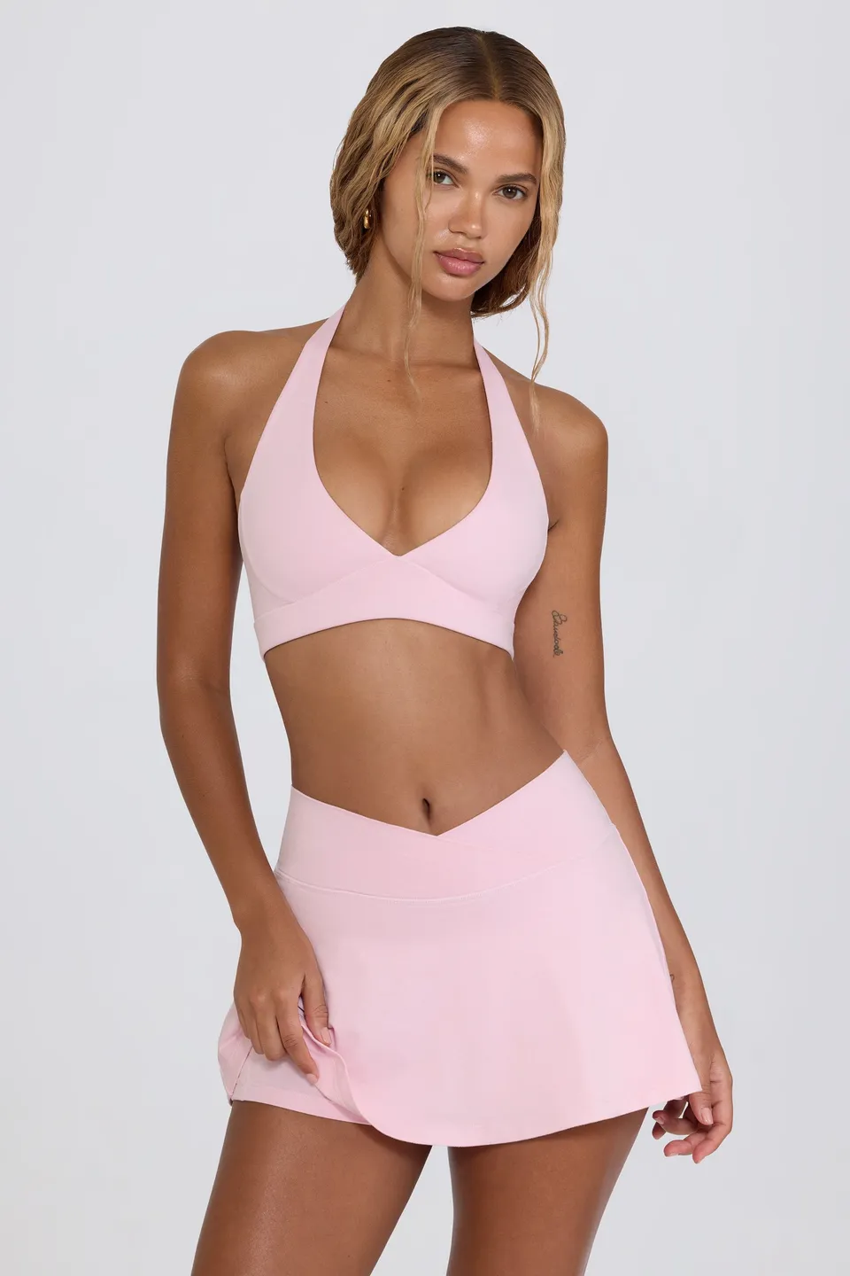 Oh Polly Bo+Tee mini jupe-short rose Bloom stretch