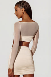 Oh Polly Banks 8070 mini jupe ivoire drapée asymétrique