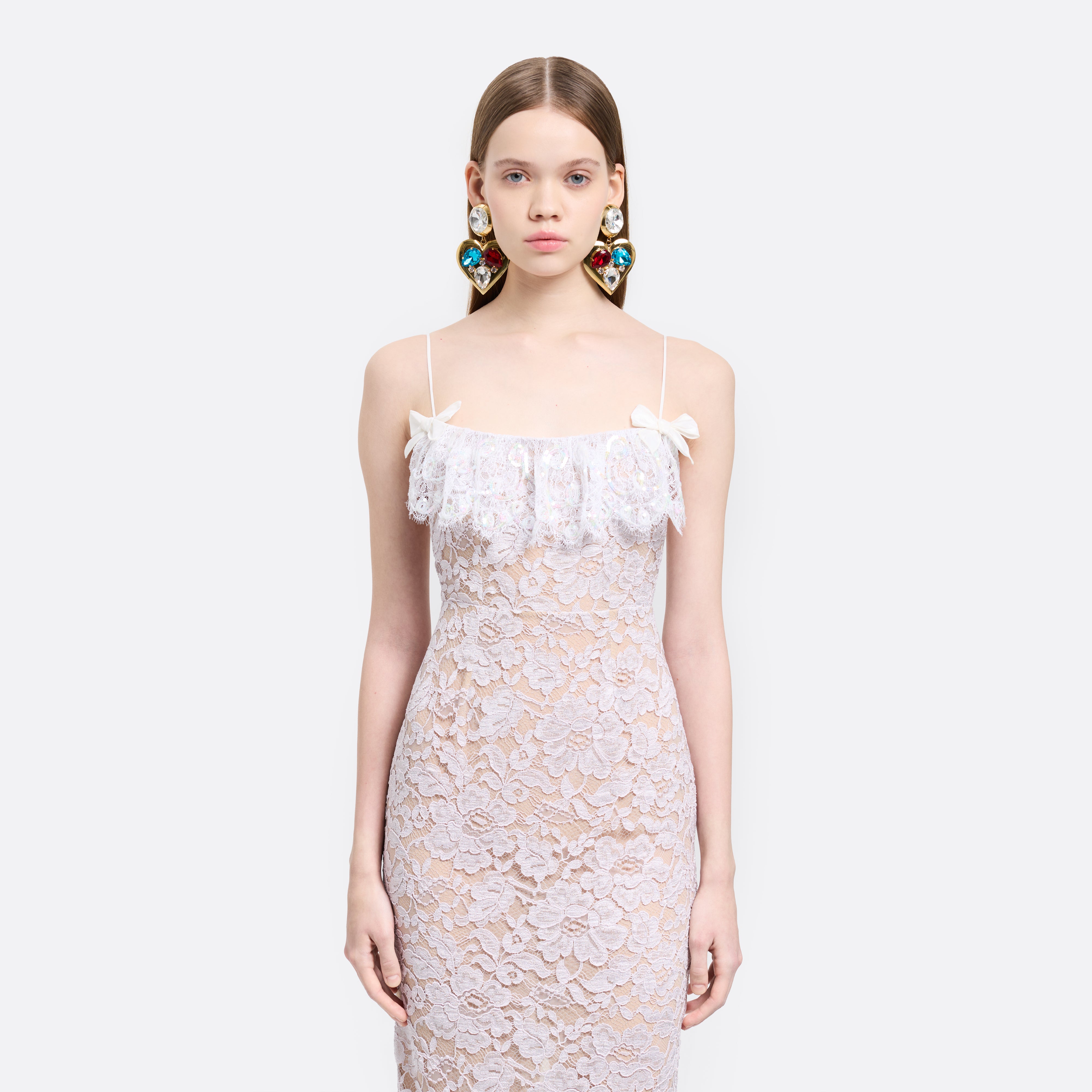 Alessandra Rich Dresses robe dentelle lavande sequins 36-46