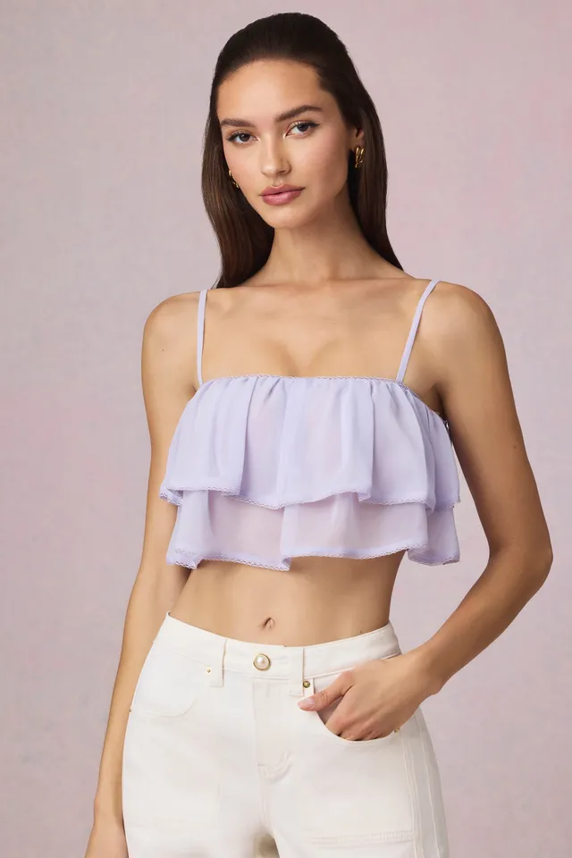 Oh Polly Lacie caraco cropped lilas à volants