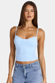 Oh Polly Arna débardeur modal bleu dentelle
