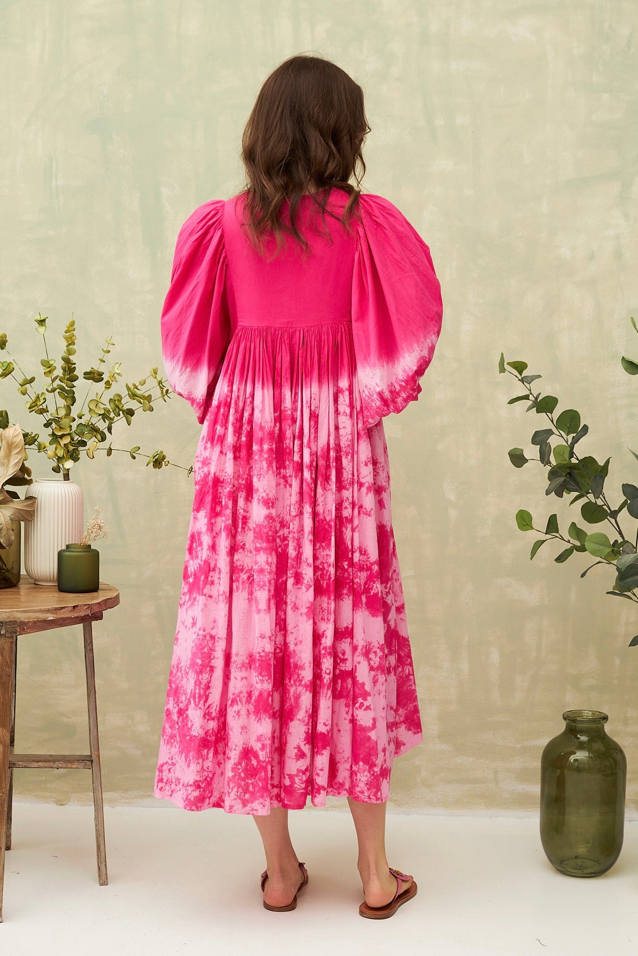CHICOSOLEIL Bayana robe longue tie and dye rose 100% coton