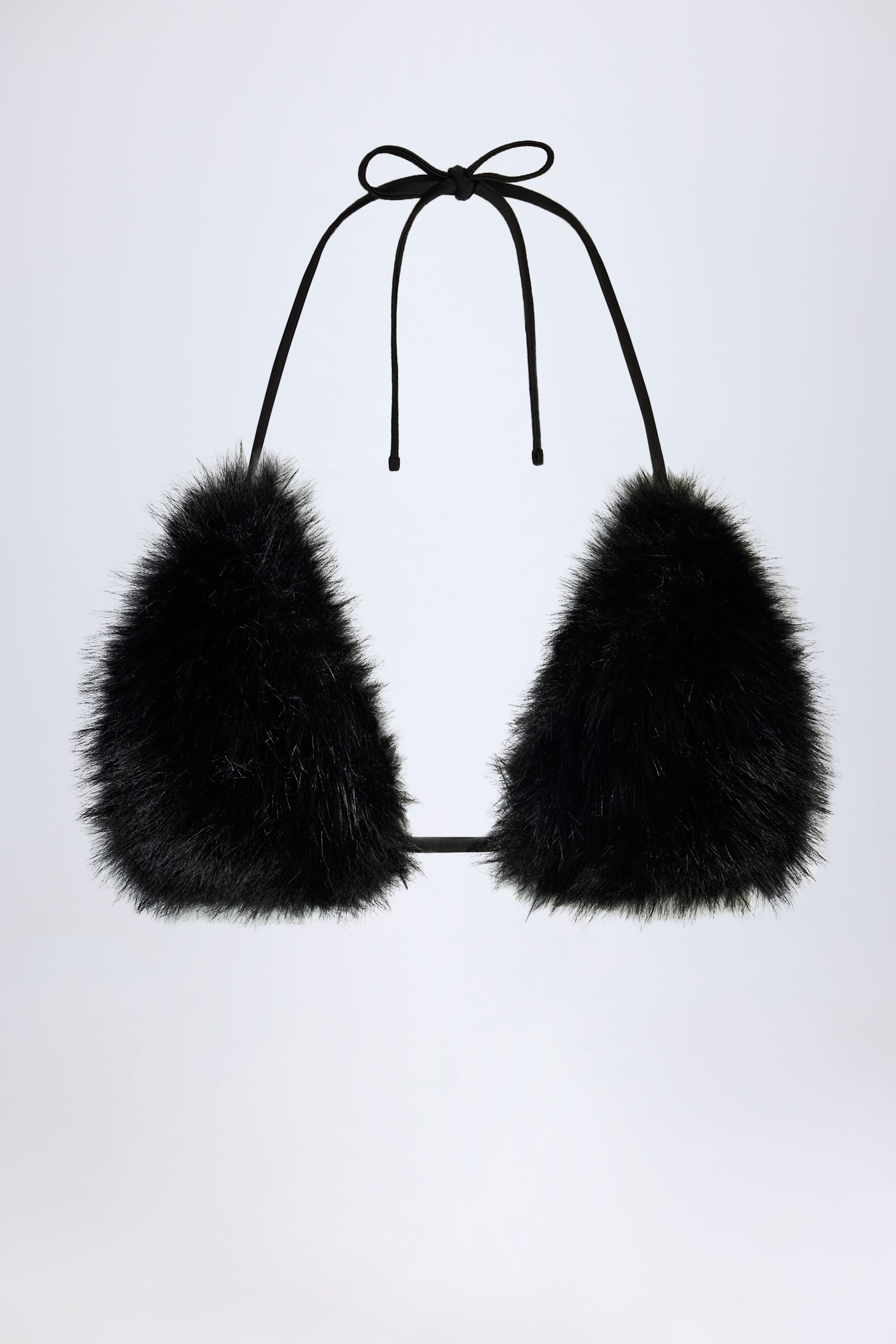 Oh Polly Riana bralette triangle fausse fourrure noire