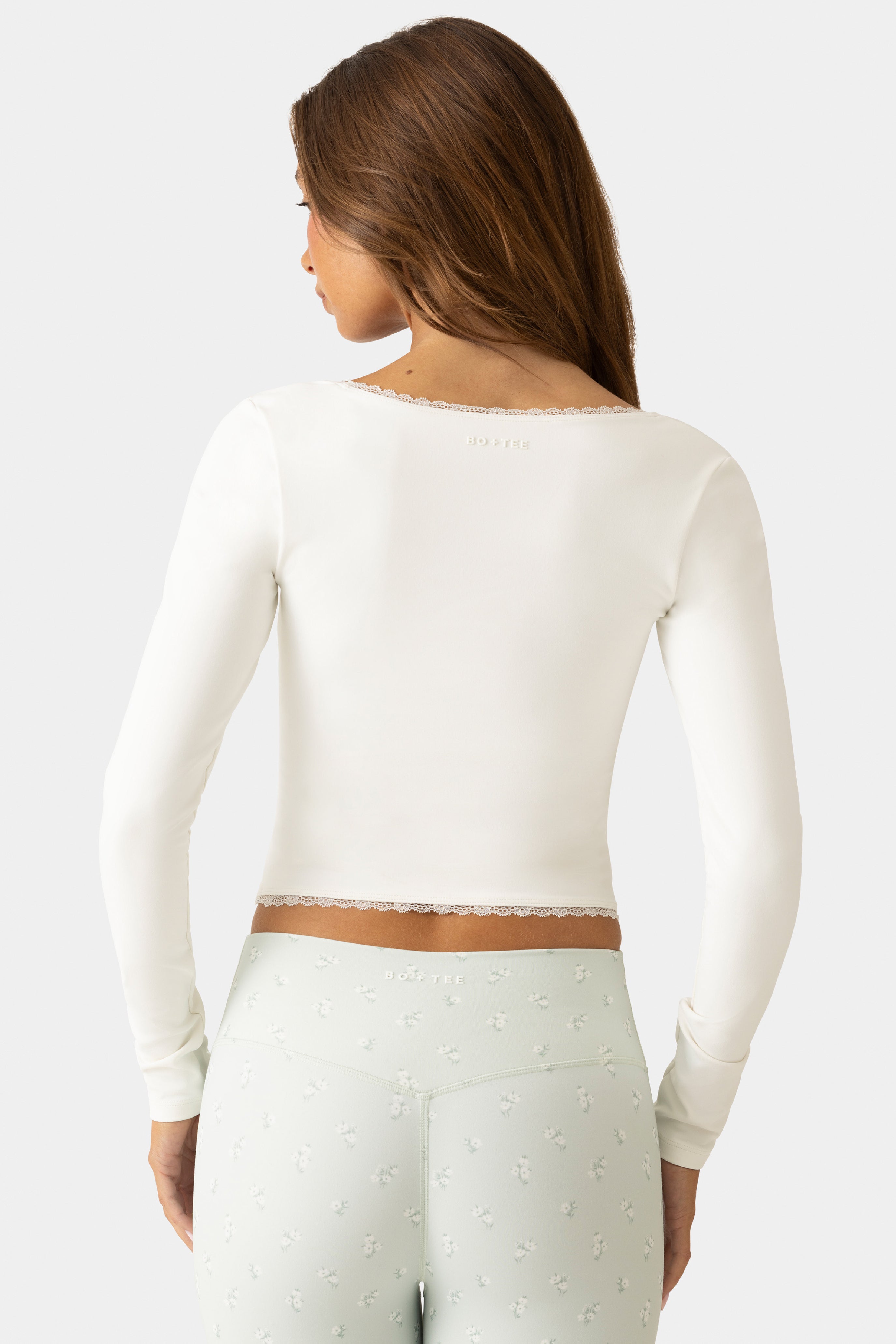 Oh Polly Bo+Tee Soft Active Top manches longues Vanilla dentelle