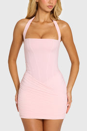 Oh Polly Thalia robe mini rose pâle col licou