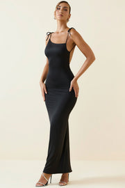 Oh Polly Devika robe maxi noire dos nu jersey