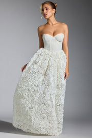 Oh Polly Embellished Robe Camellia Blanche Corset Fleurs