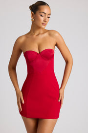 Oh Polly Eliska robe mini bustier rouge feu satin