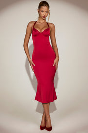 Oh Polly Elyra robe midaxi rouge satin bustier