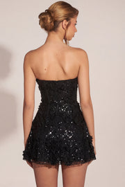 Oh Polly Edita 13253B mini robe noire sequins
