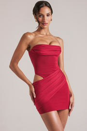 Oh Polly robe bandeau bodycon mini rouge cerise modal