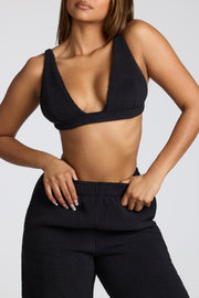 Oh Polly bralette col V polaire noire bretelles réglables