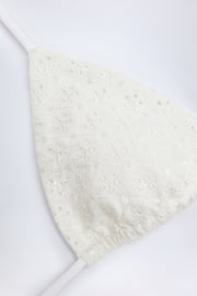 Oh Polly Swim haut bikini triangle blanc broderie