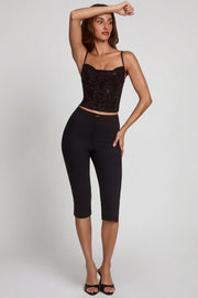 Oh Polly Embellished Armelia haut noir strass col bénitier