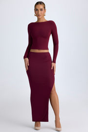 Oh Polly Carolina Jupe Maxi Wine Red Taille Basse Fendue