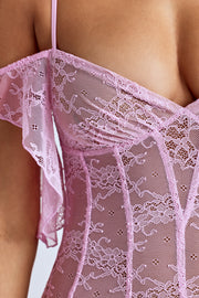 Oh Polly Eleonora 8020 robe dentelle mini rose bébé col V