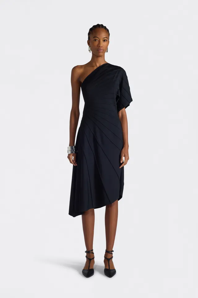 Liviana Conti Morgane robe noire asymétrique viscose stretch