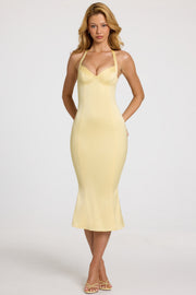 Oh Polly Elyra robe midaxi jaune beurre satin