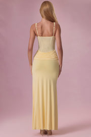 Oh Polly Rosina robe longue corset beurre fente cuisse