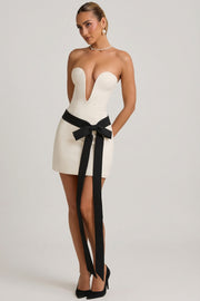 Oh Polly Neva mini robe bustier ivoire ceinture nœud
