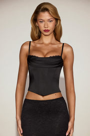Oh Polly Tops Eirwen 15482 top satin noir corset