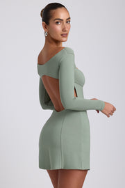 Oh Polly 8490 Mini Robe Femme Vert Sauge Modal Twist
