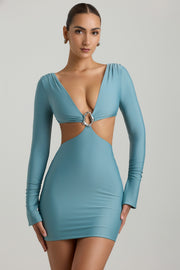 Oh Polly Wyetta robe mini vert d'eau cut-out décolleté