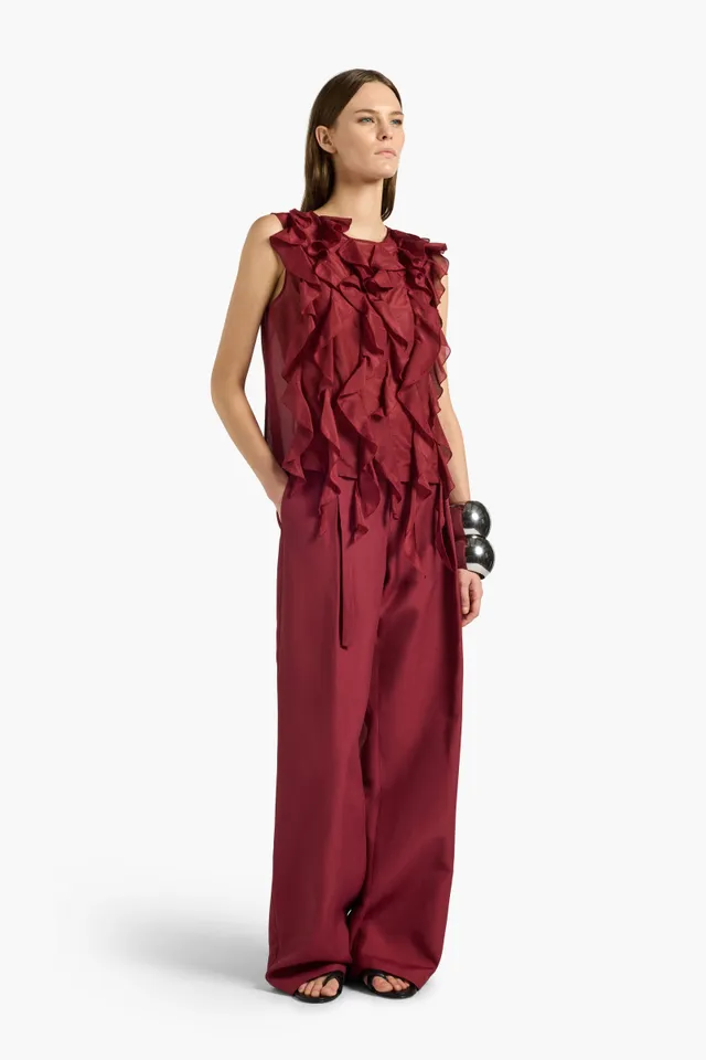 Liviana Conti Lawrence pantalon palazzo viscose-lin terrarossa