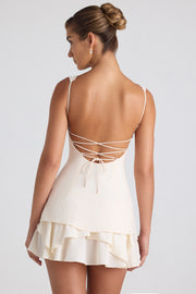 Oh Polly Cassandra 8269 mini robe corset ivoire volants
