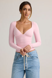 Oh Polly Emry top manches longues rose modal moulant