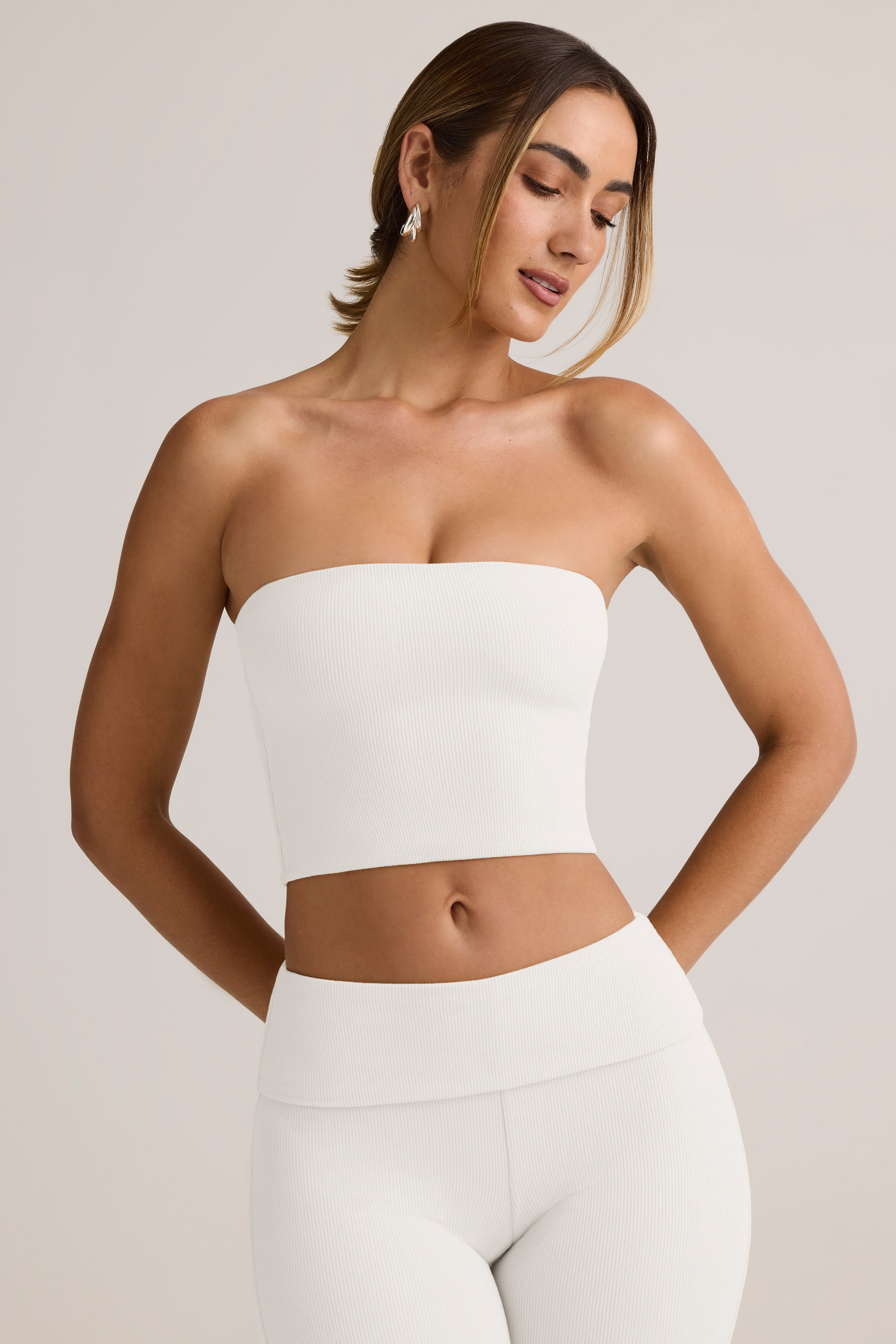 Oh Polly Verna 14141 crop top bandeau blanc modal