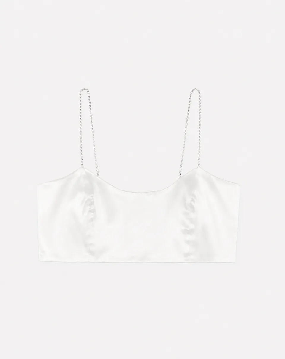 The Ethiquette Gigi White crop top satin soie taille M