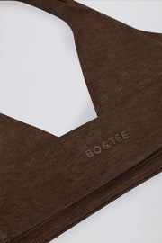Bo+Tee brassiere sport marron pecan col V chiné