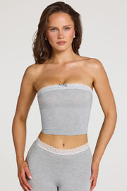Oh Polly Tali bandeau modal gris chiné dentelle