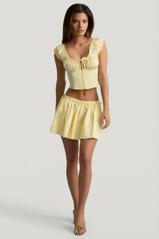 Oh Polly Maira 13761 mini-jupe jaune citron coton