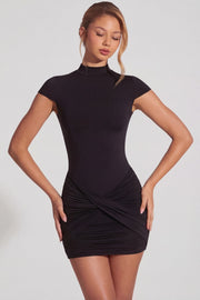 Oh Polly Blair mini robe jersey noir dos nu