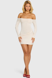 Oh Polly Dresses 16649 robe mini blanche épaules nues