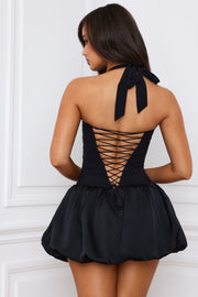 Oh Polly Ludmila robe mini corset noir dos lacé