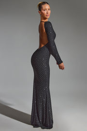Oh Polly Jailene robe de soirée noire dos nu strass