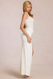 Oh Polly Zalia robe maxi dentelle perle corset fente