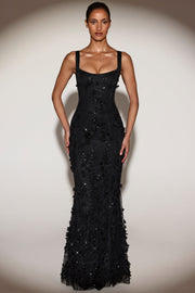 Oh Polly Embellished Vasanta robe corset noire sequins