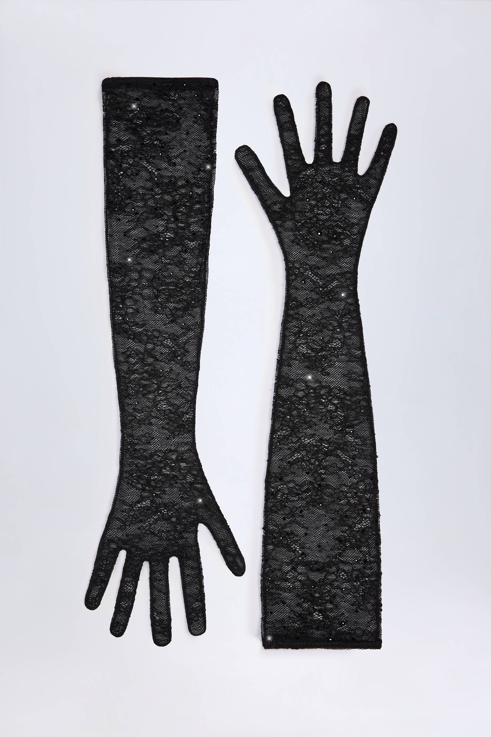 Oh Polly Poe gants dentelle noirs taille unique