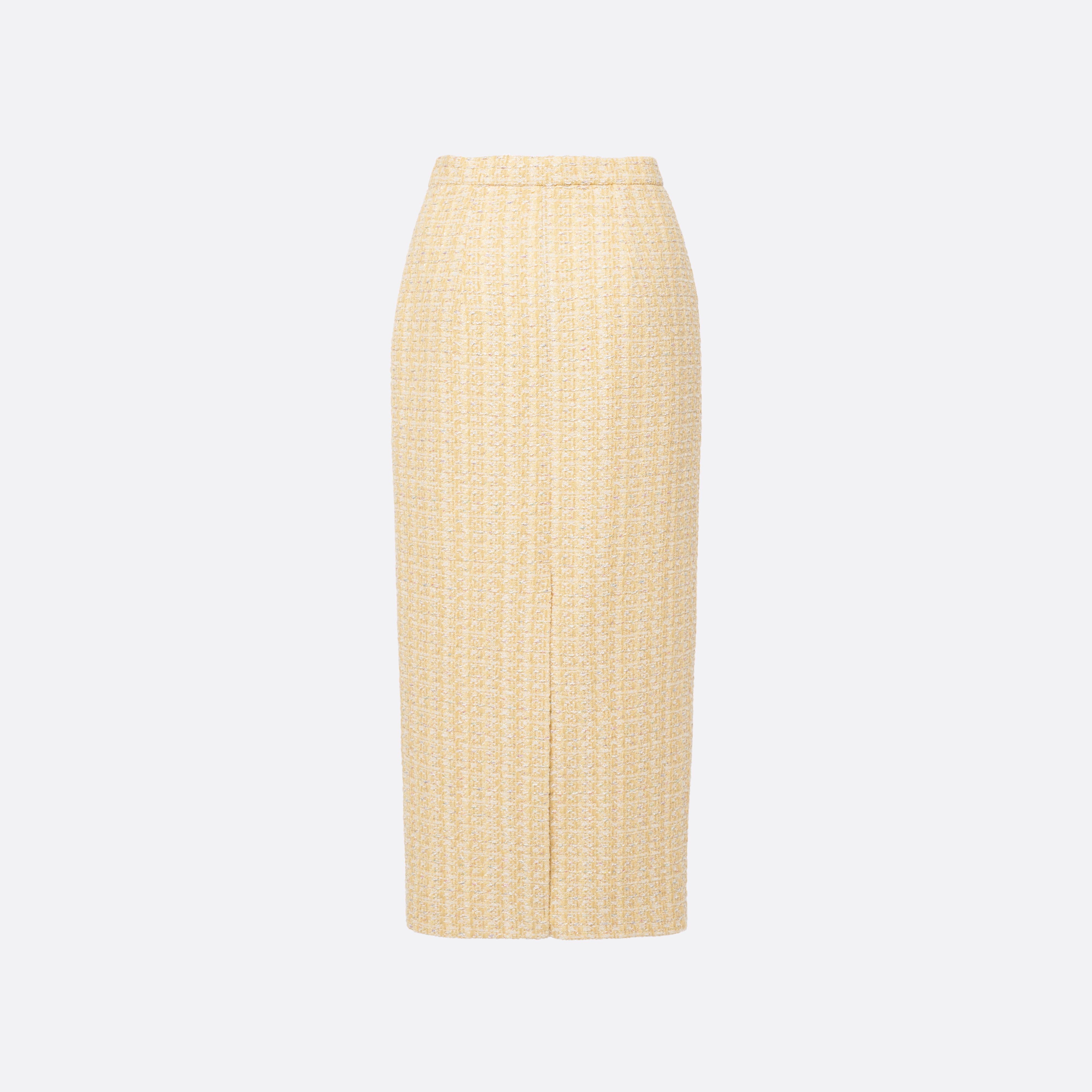 Alessandra Rich Sequin Tweed Midi Skirt jupe jaune pâle