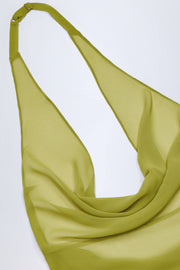 Oh Polly Iona mini robe vert olive dos nu col bénitier