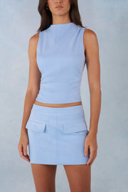 Oh Polly Alvara mini-jupe faux suède bleu clair