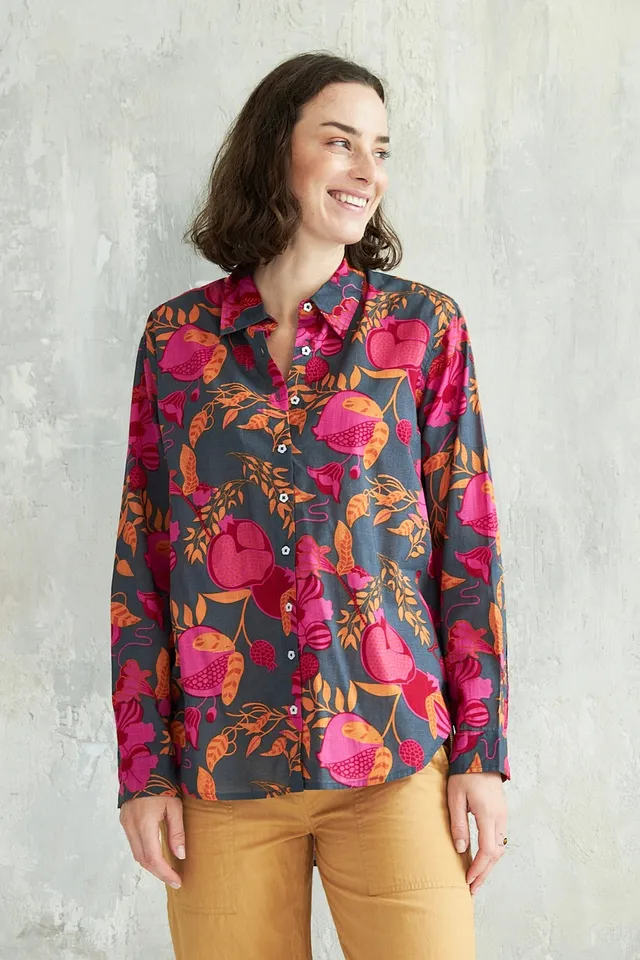 Chicosoleil Christy chemise pomegranate floral coton