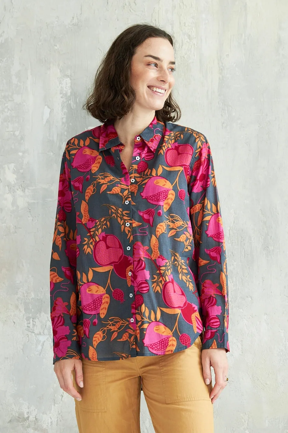 Chicosoleil Christy chemise pomegranate floral coton