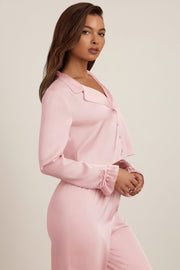 Oh Polly Tops Aimi haut pyjama rose satin volants